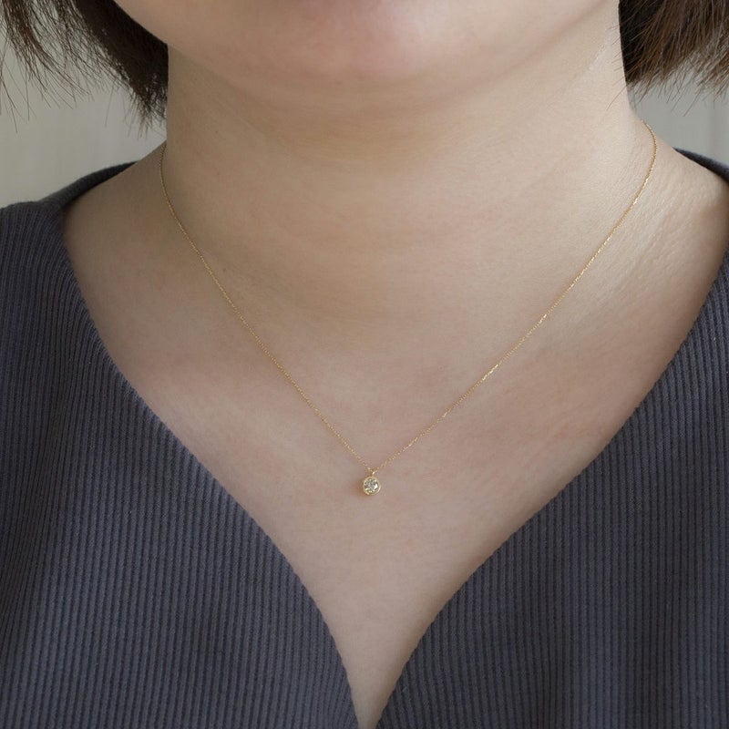 K10 YG ダイヤモンド ネックレス イエローゴールド 一粒 ダイヤ 10金 10K フクリン留め 誕生日 ギフト レディース 20代 30代 40代 彼女 女性 妻