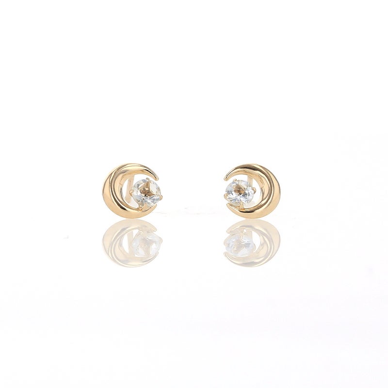 K10 YG アクアマリン 三日月 ピアス レディース 3月 誕生石 ギフト 誕生日プレゼント 20代 30代 40代 イエローゴールド ムーン 妻 彼女 可愛い