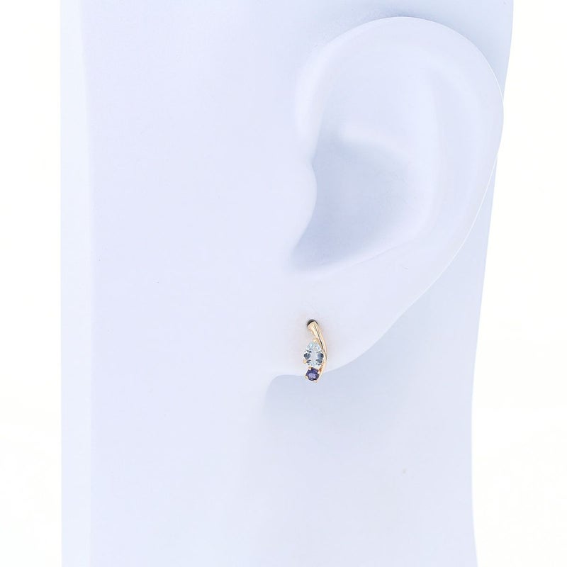 K10 YG アクアマリン アイオライト ピアス レディース 3月 3月誕生石 ギフト 誕生日プレゼント 20代 30代 40代 イエローゴールド 妻 彼女 可愛い