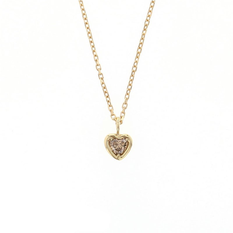 K18 YG ブラウンダイヤモンド ハート ネックレス ダイヤモンド イエローゴールド 18K レディース 4月 誕生日プレゼント 彼女 妻 レディース 20代 30代 40代