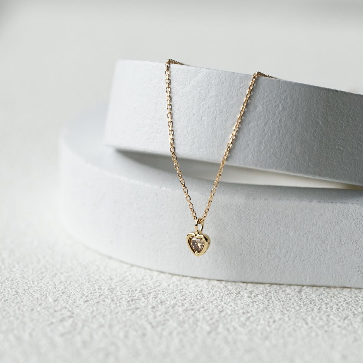 K18 YG ブラウンダイヤモンド ハート ネックレス | IKEDAジュエリー