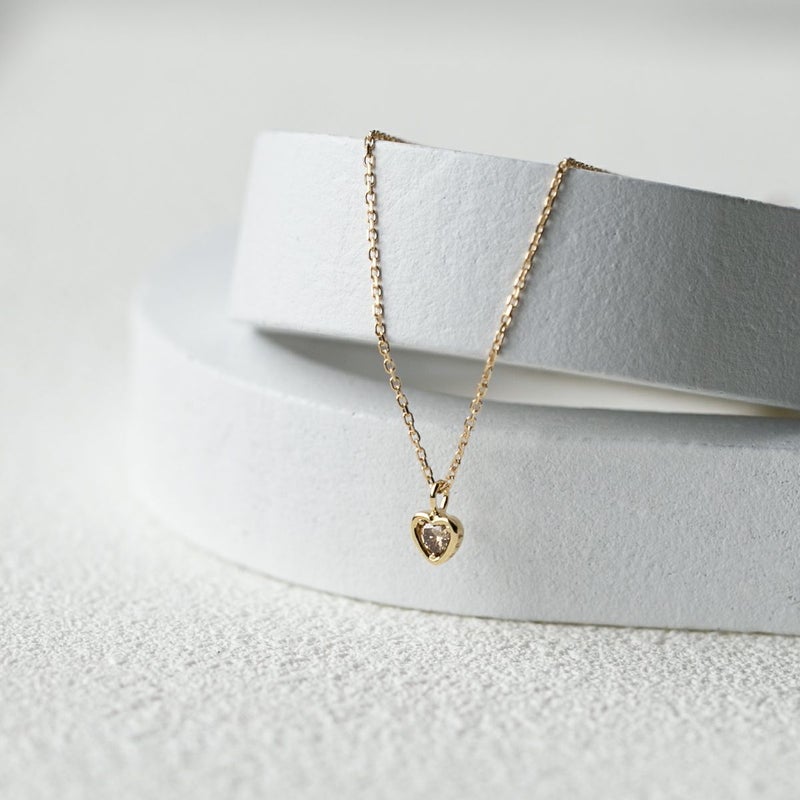 K18 YG ブラウンダイヤモンド ハート ネックレス ダイヤモンド イエローゴールド 18K レディース 4月 誕生日プレゼント 彼女 妻 レディース 20代 30代 40代