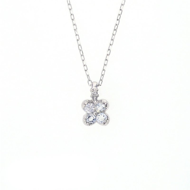 K10 WG アクアマリン ダイヤモンド ネックレス 花 フラワー レディース 3月 誕生石 プレゼント 彼女 妻 レディース 30代 40代 ホワイトゴールド