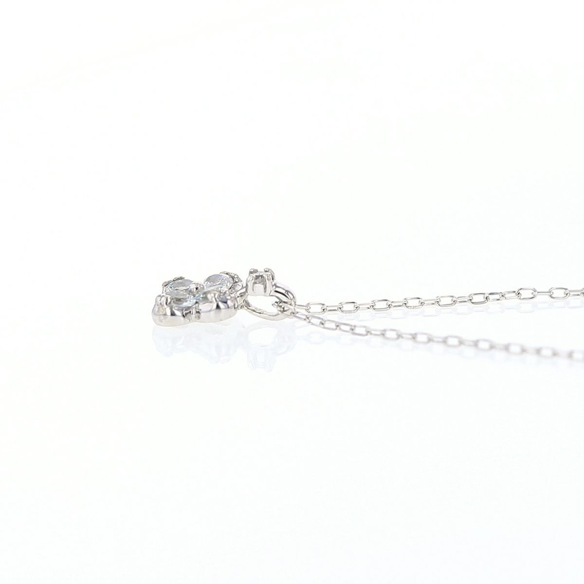 K10 WG アクアマリン ダイヤモンド ネックレス 花 フラワー レディース 3月 誕生石 プレゼント 彼女 妻 レディース 30代 40代 ホワイトゴールド