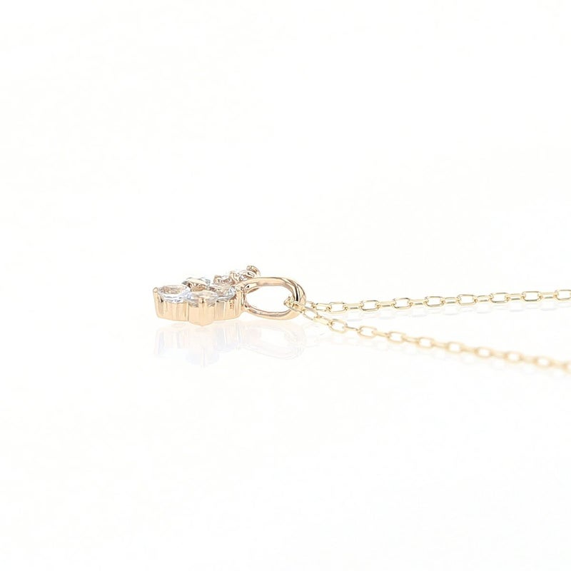 K10 YG アクアマリン ダイヤモンド フラワー ネックレス 花 レディース 3月 誕生日プレゼント ギフト 彼女 妻 20代 30代 40代 イエローゴールド