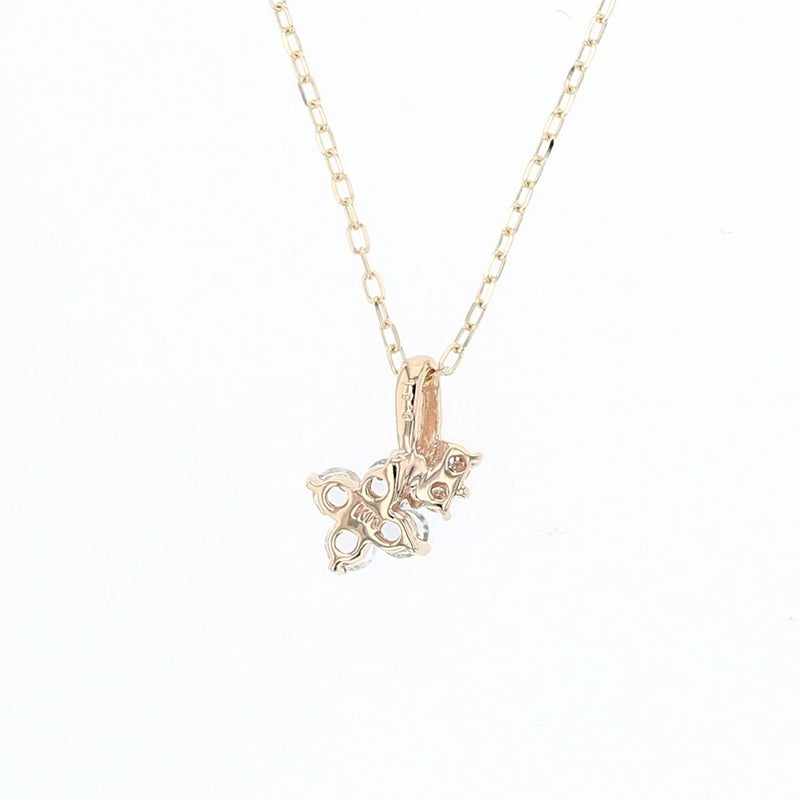 K10 YG アクアマリン ダイヤモンド フラワー ネックレス 花 レディース 3月 誕生日プレゼント ギフト 彼女 妻 20代 30代 40代 イエローゴールド