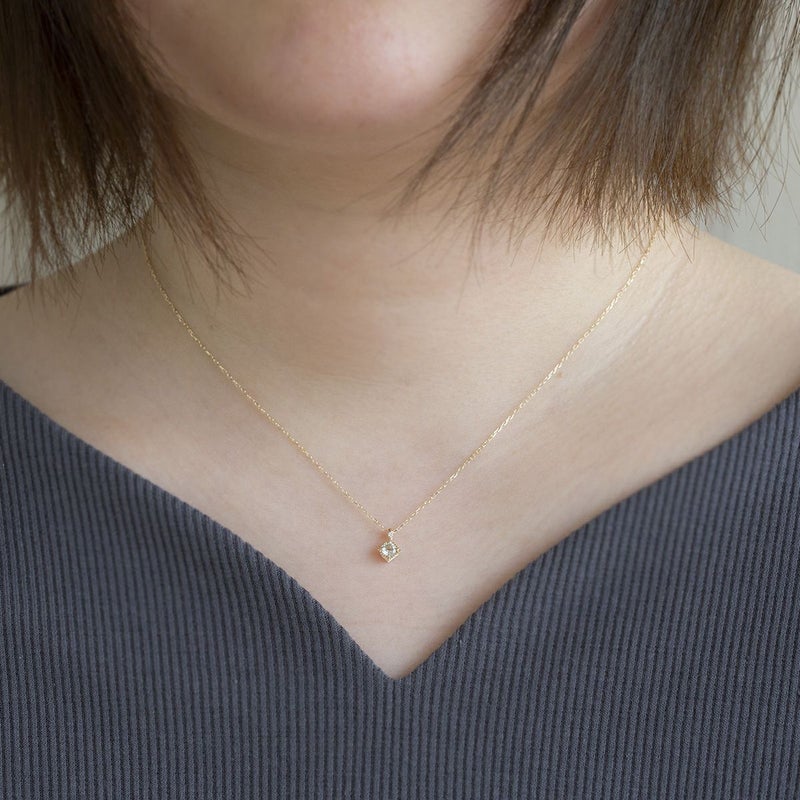 K10 YG アクアマリン ダイヤモンド ネックレス スクエア レディース 3月 誕生日プレゼント ギフト 彼女 妻 20代 30代 40代 イエローゴールド