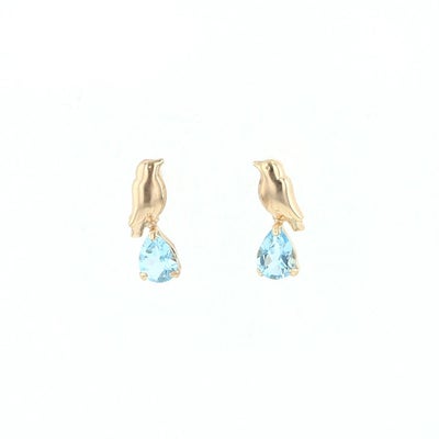 K10 YG ブルートパーズ ピアス 鳥 イエローゴールド 10金 11月 誕生石 誕生日プレゼント ギフト レディース 20代 30代 40代 10k k10 天然石