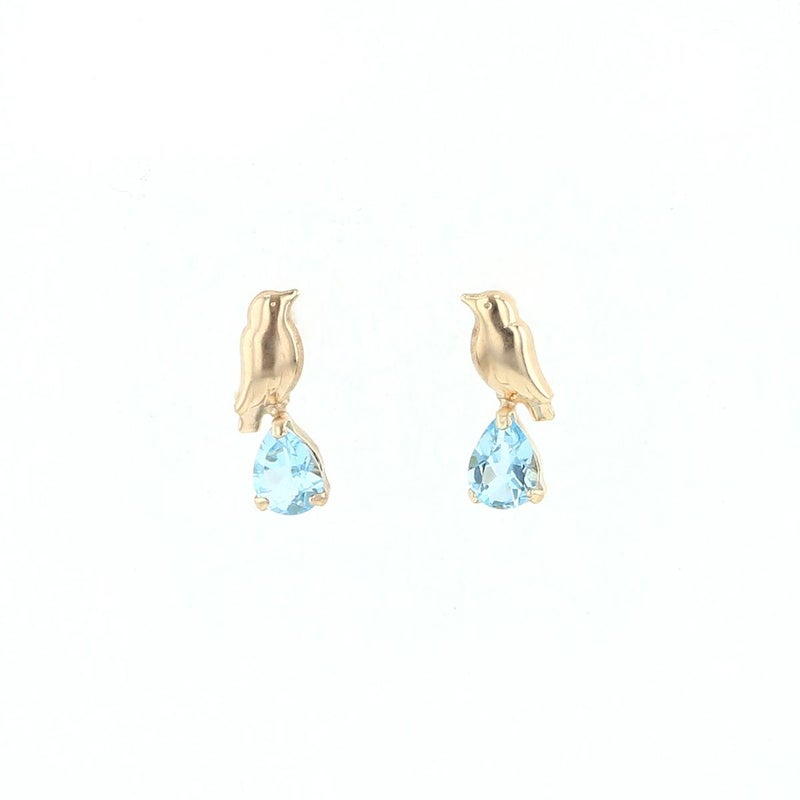 K10 YG ブルートパーズ ピアス 鳥 イエローゴールド 10金 11月 誕生石 誕生日プレゼント ギフト レディース 20代 30代 40代 10k k10 天然石