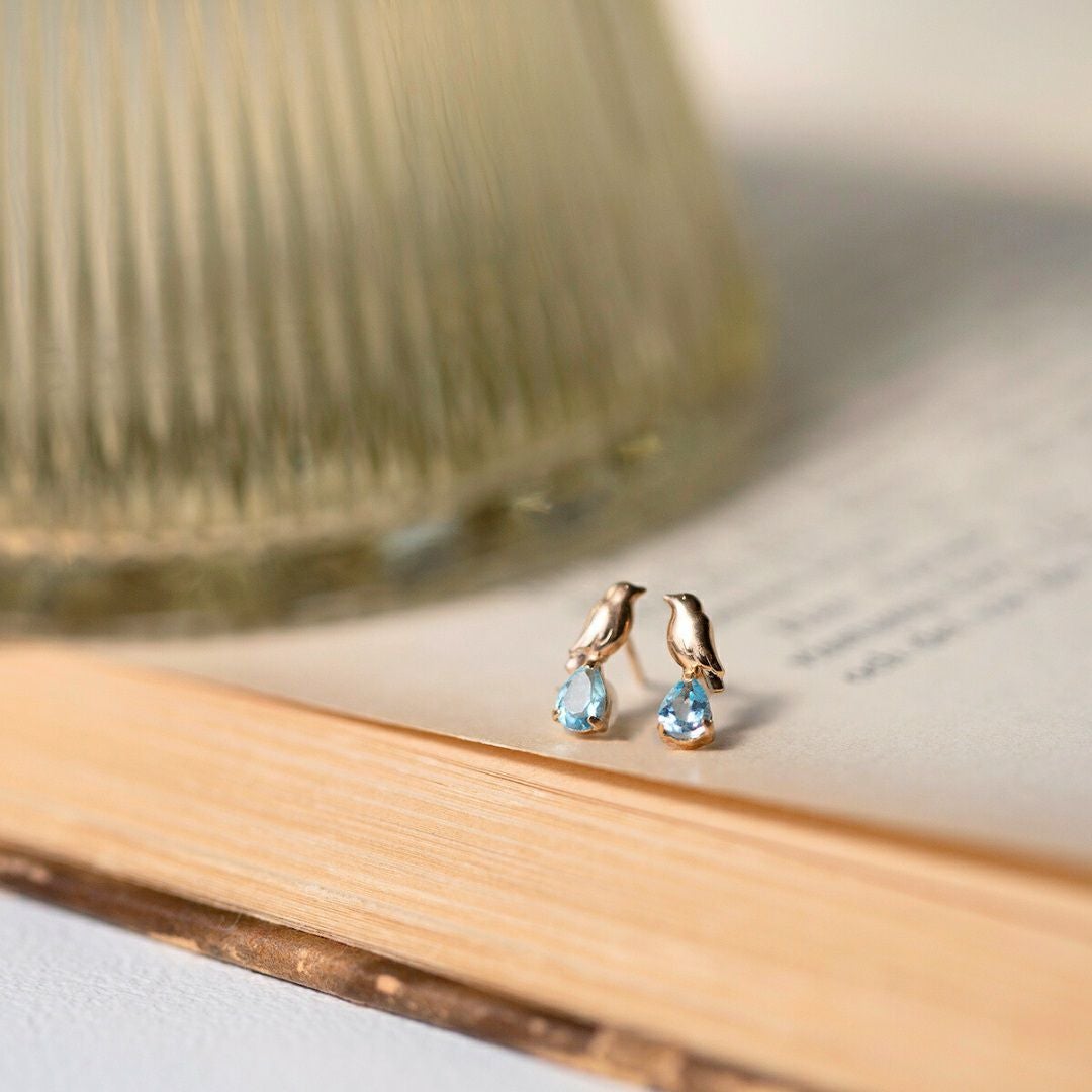 K10 YG ブルートパーズ ピアス 鳥 イエローゴールド 10金 11月 誕生石 誕生日プレゼント ギフト レディース 20代 30代 40代 10k k10 天然石