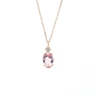 K18 PG モルガナイト ダイヤモンド ネックレス