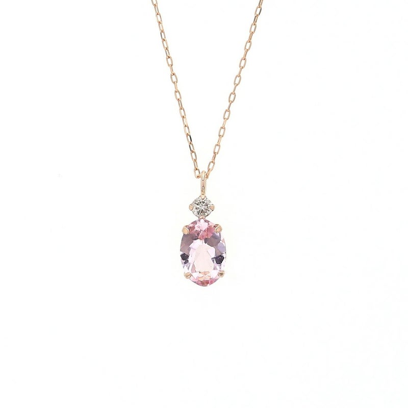 K18 PG モルガナイト ダイヤモンド ネックレス