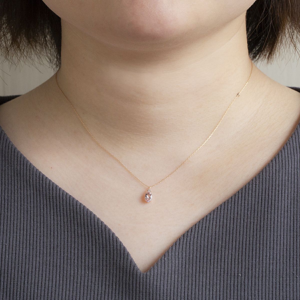 K18 PG モルガナイト ダイヤモンド ネックレス