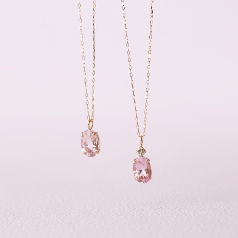 K18 PG モルガナイト ダイヤモンド ネックレス