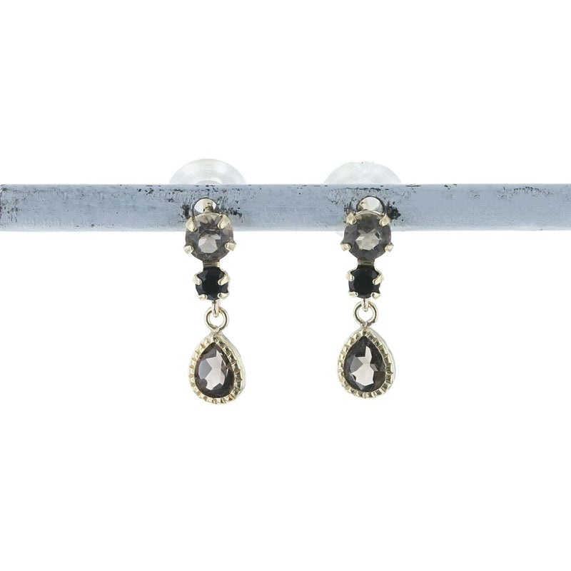 K10 YG オニキス スモーキークォーツ ピアス イエローゴールド レディース 妻 彼女 誕生日プレゼント ギフト