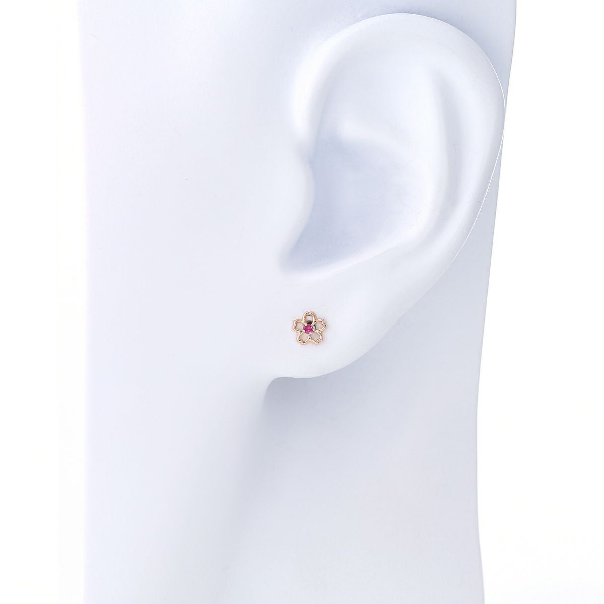 K10 PG ルビー ピアス 桜 花 レディース 誕生石 7月 誕生日 10金 ピンクゴールド 妻 彼女 レディース 小ぶり ギフト 誕生日プレゼント