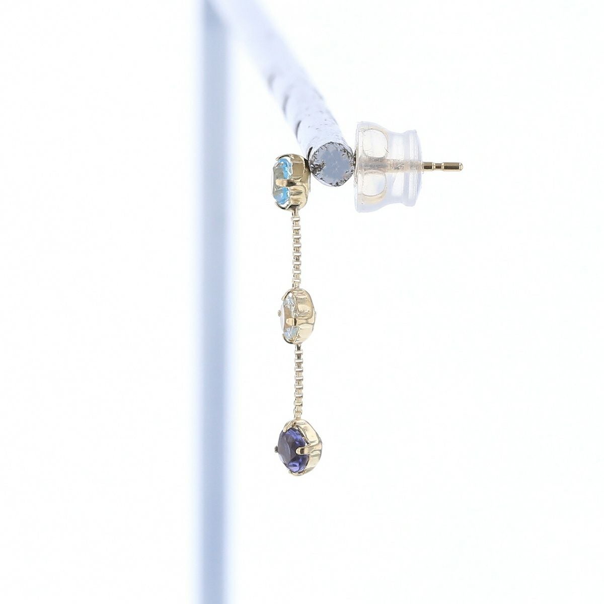 K10 YG アクアマリン ブルートパーズ アイオライト ピアス ステーションピアス レディース 3月 3月誕生石 ギフト 誕生日プレゼント 20代 30代 40代 イエローゴールド 妻 彼女