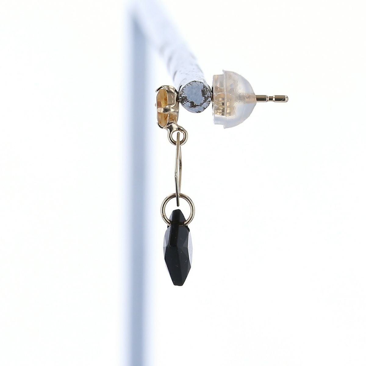 K10 YG オニキス シトリン ピアス イエローゴールド レディース 揺れる 10K 10金 妻 彼女 誕生日プレゼント ギフト