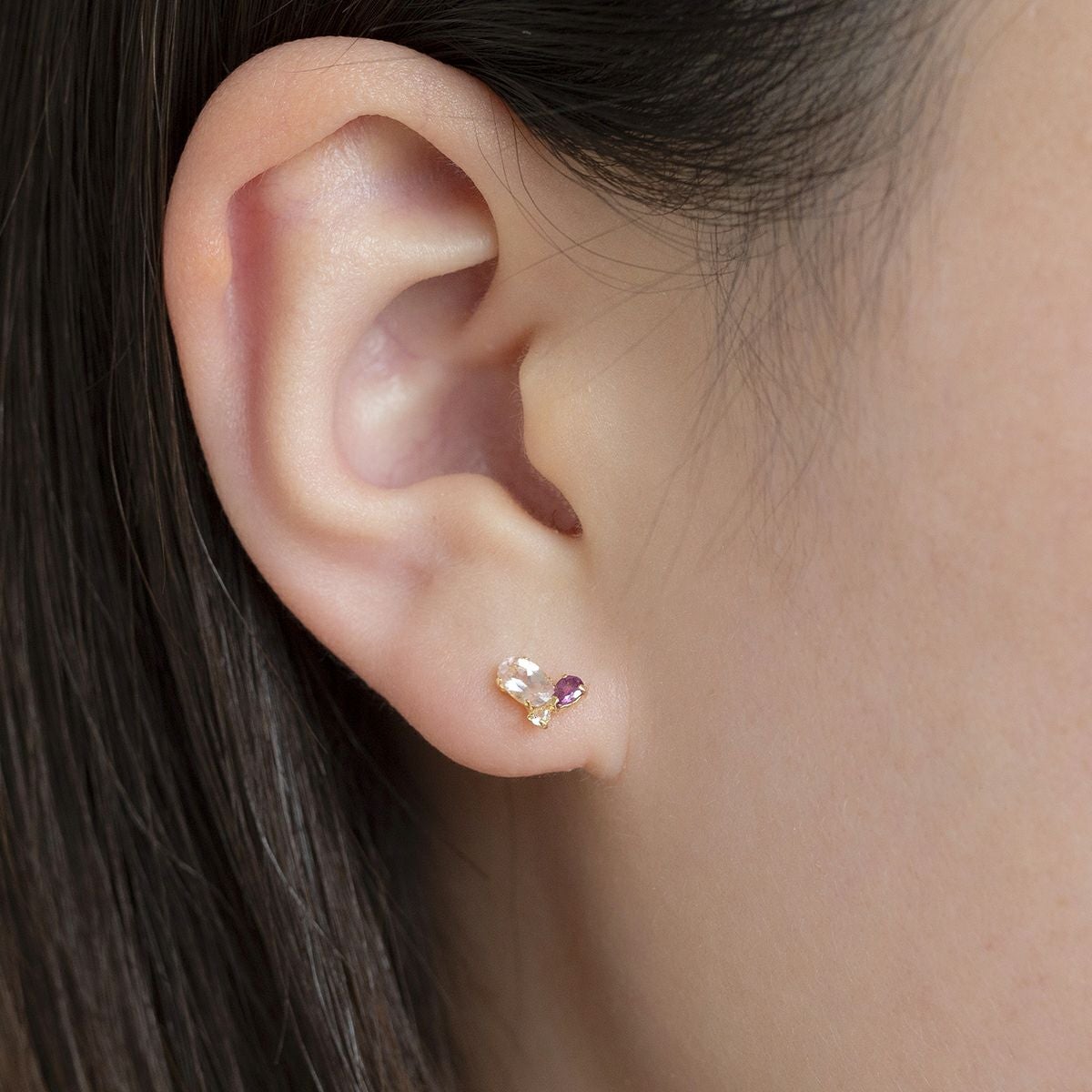 K10 YG ハート モルガナイト ロードライトガーネット ホワイトトパーズ ピアス レディース 10金 イエローゴールド おしゃれ K10 20代 30代 40代 かわいい プレゼント 4月誕生石 1月誕生石 記念日 天然石