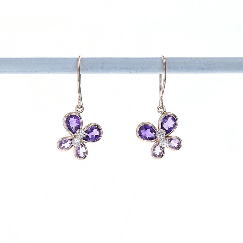 K10 PG アメジスト 蝶々 ピアス ライトアメジスト キュービックジルコニア 蝶 ピンクゴールド 蝶 かわいい レディース 彼女 妻 20代 30代 40代 誕生日 誕生日プレゼント ギフト