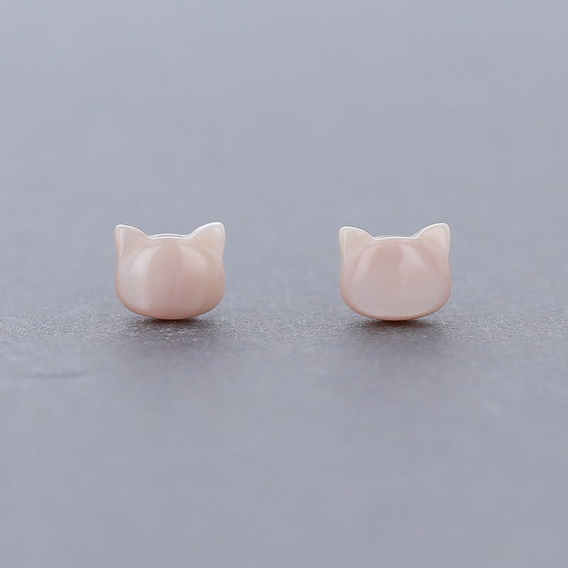 K10 YG ピンクシェル ピアス 猫 ねこ ネコ レディース シェル 誕生日プレゼント ギフト 10金 彼女 20代 30代 40代 イエローゴールド 天然石