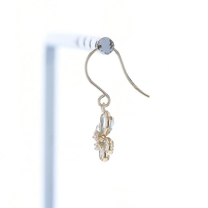 K10 YG ブルートパーズ アクアマリン ピアス 蝶々 キュービックジルコニア イエローゴールド 蝶 かわいい レディース 彼女 妻 20代 30代 40代 誕生日 誕生日プレゼント ギフト