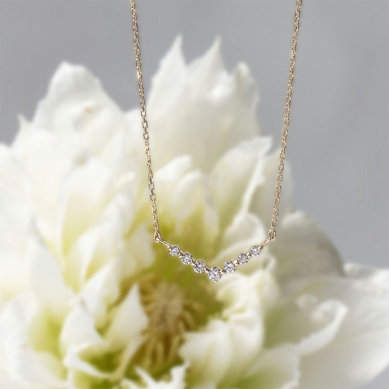 K10 YG ダイヤモンド ネックレス イエローゴールド V字 ダイヤ 10K 10金 レディース 誕生日 4月誕生石 キラキラ 誕生日プレゼント ギフト 妻 彼女