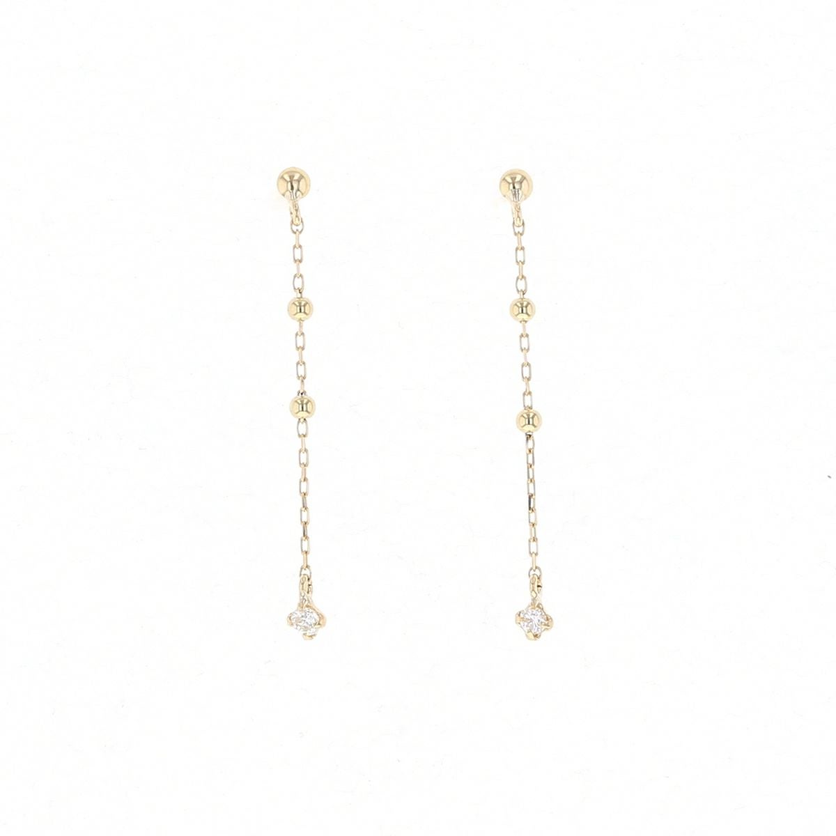 K18 YG ダイヤモンド ピアス 18k 18金 誕生石 イエローゴールド ロングピアス レディース 彼女 妻 誕生日プレゼント ギフト