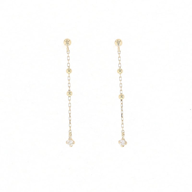 K18 YG ダイヤモンド ピアス 18k 18金 誕生石 イエローゴールド ロングピアス レディース 彼女 妻 誕生日プレゼント ギフト