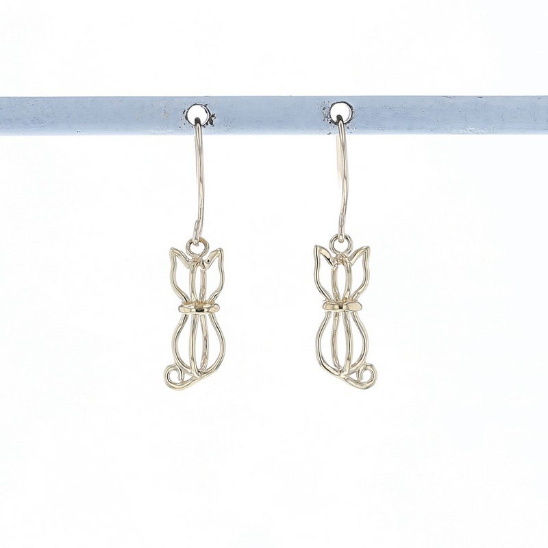 K10 YG フックピアス ピアス 猫 ねこ ネコ レディース 誕生日プレゼント ギフト 10金 彼女 20代 30代 40代 イエローゴールド 猫好き