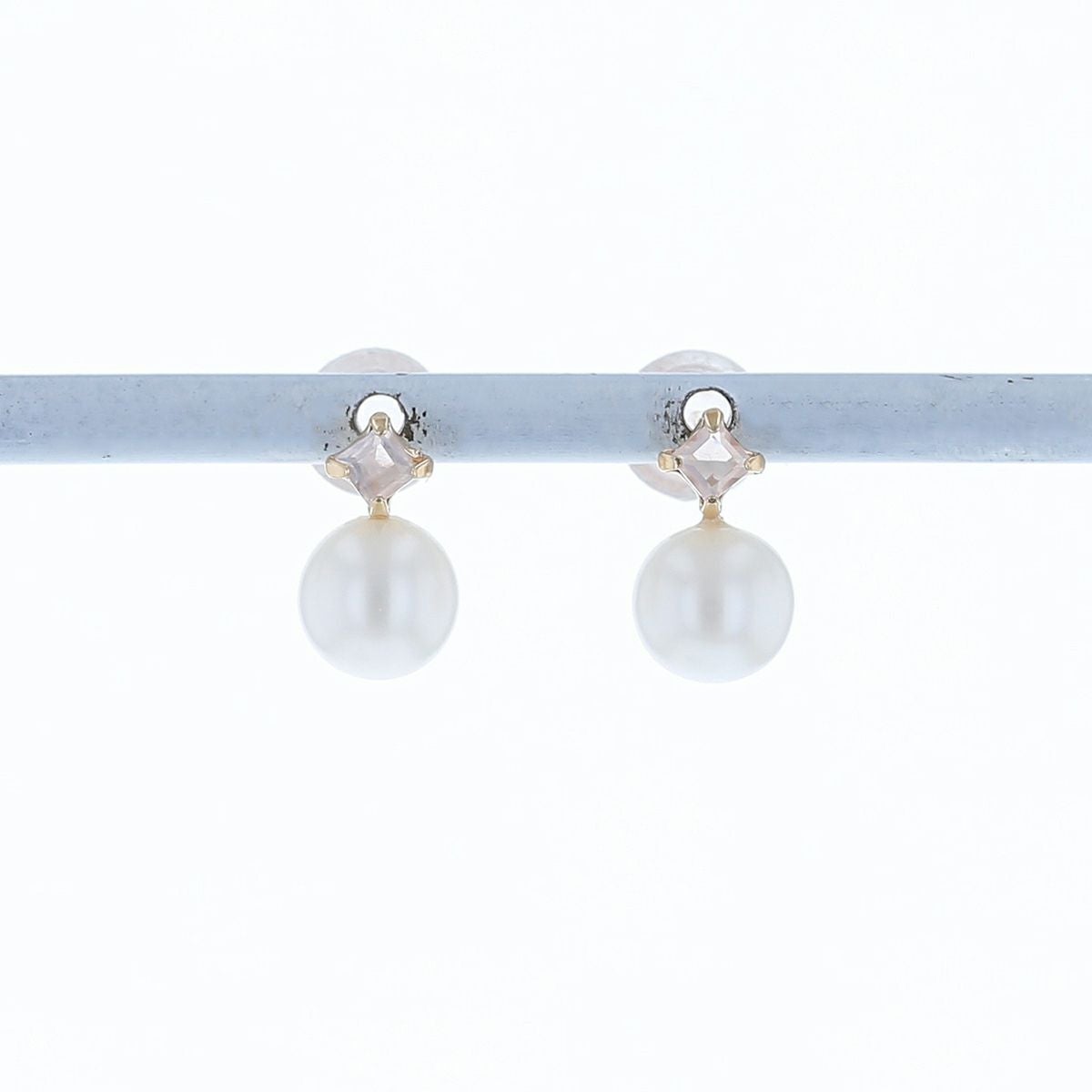 K10 YG 淡水パール ローズクォーツ ピアス 6月 誕生石 誕生日プレゼント ギフト 一粒 妻 彼女 小ぶり パール 可愛い レディース 10金 10K 誕生日 20代 30代 40代 女性