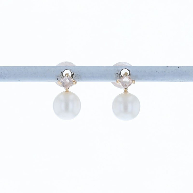 K10 YG 淡水パール ローズクォーツ ピアス 6月 誕生石 誕生日プレゼント ギフト 一粒 妻 彼女 小ぶり パール 可愛い レディース 10金 10K 誕生日 20代 30代 40代 女性