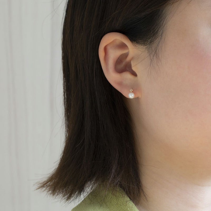 K10 YG 淡水パール ローズクォーツ ピアス 6月 誕生石 誕生日プレゼント ギフト 一粒 妻 彼女 小ぶり パール 可愛い レディース 10金 10K 誕生日 20代 30代 40代 女性