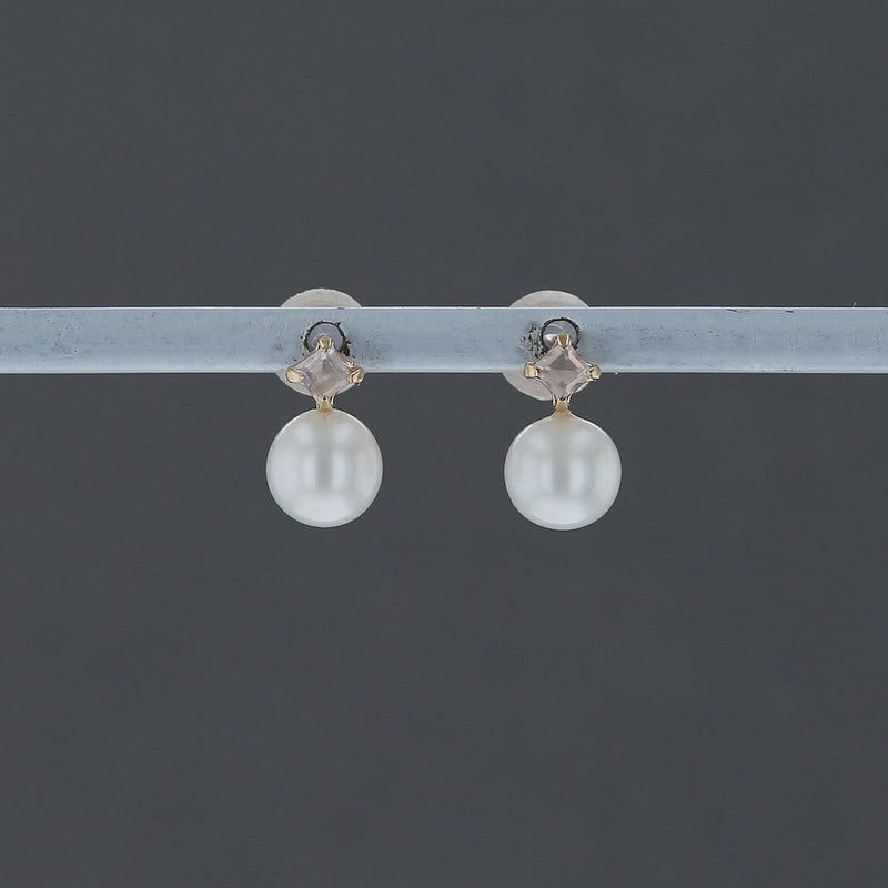 K10 YG 淡水パール ローズクォーツ ピアス 6月 誕生石 誕生日プレゼント ギフト 一粒 妻 彼女 小ぶり パール 可愛い レディース 10金 10K 誕生日 20代 30代 40代 女性