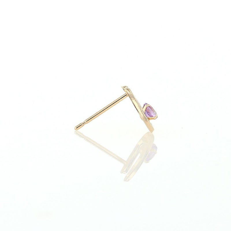 K10 YG ホースシュー 馬蹄 アメジスト ピアス 10k 2月 誕生石 イエローゴールド レディース 彼女 妻 プレゼント ラッキーモチーフ