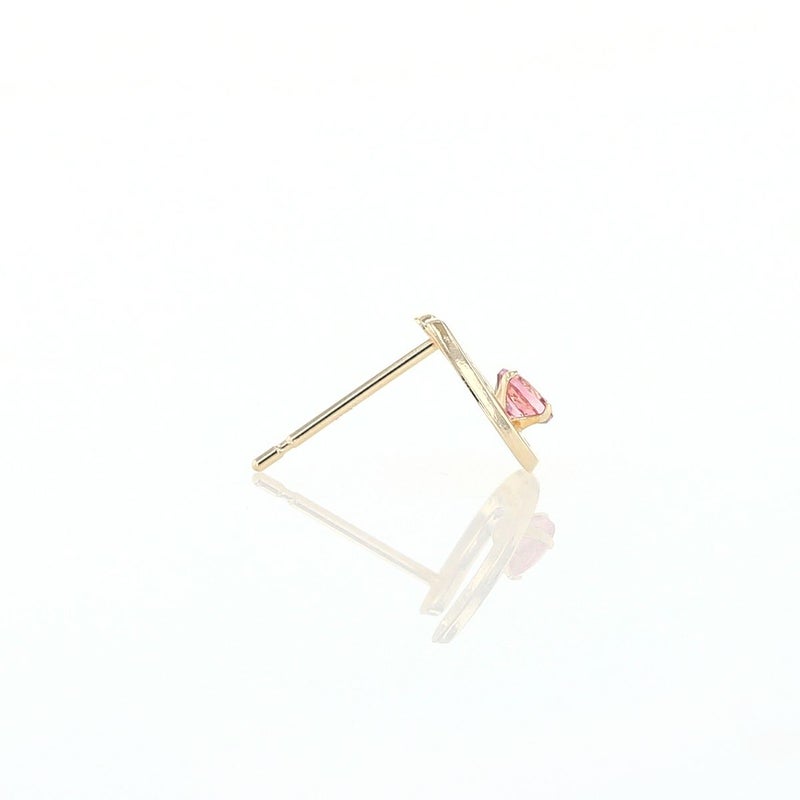 K10 YG ホースシュー 馬蹄 ピンクトルマリン ピアス 10k 10月 誕生石 イエローゴールド レディース 彼女 妻 プレゼント ラッキーモチーフ