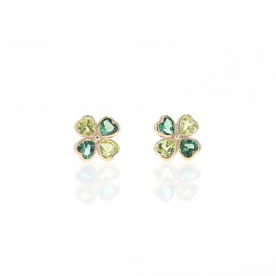 K10 YG クローバー ペリドット グリーンキュービックジルコニア ピアス 10k 10金 8月 誕生石 イエローゴールド レディース 彼女 誕生日プレゼント ギフト かわいい 四つ葉