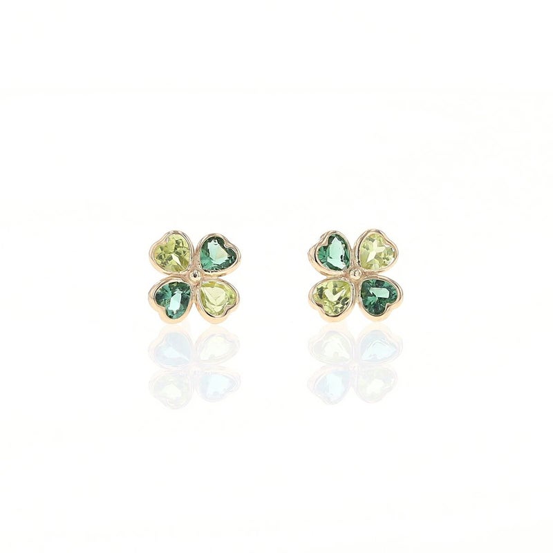 K10 YG クローバー ペリドット グリーンキュービックジルコニア ピアス 10k 10金 8月 誕生石 イエローゴールド レディース 彼女 誕生日プレゼント ギフト かわいい 四つ葉