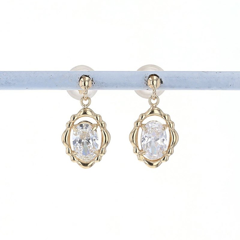 K10 YG キュービックジルコニア ピアス ゴールド イエローゴールド レディース 10金 CZ キュービック 誕生日プレゼント ギフト 20代 30代 40代 女性 彼女 妻 ゆれ