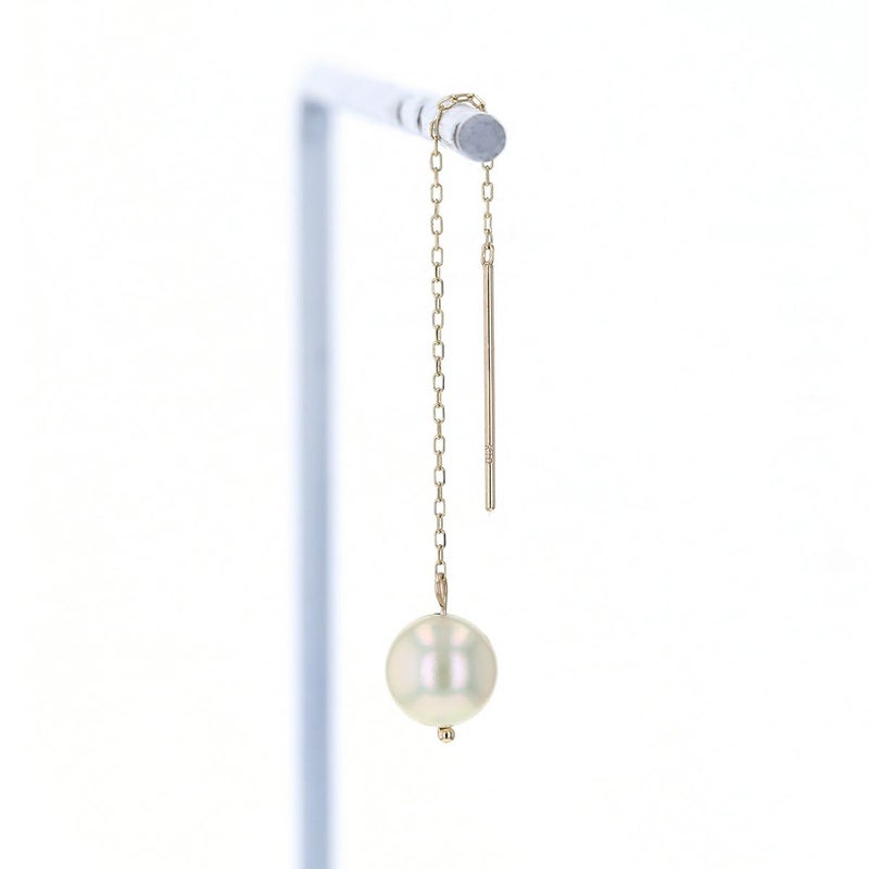 K10 YG アコヤ真珠 アメリカンピアス パール チェーンピアス 6月 誕生石 誕生日プレゼント ギフト 一粒 妻 彼女 可愛い レディース 10金 10K イエローゴールド 誕生日 20代 30代 40代 女性 ギフト