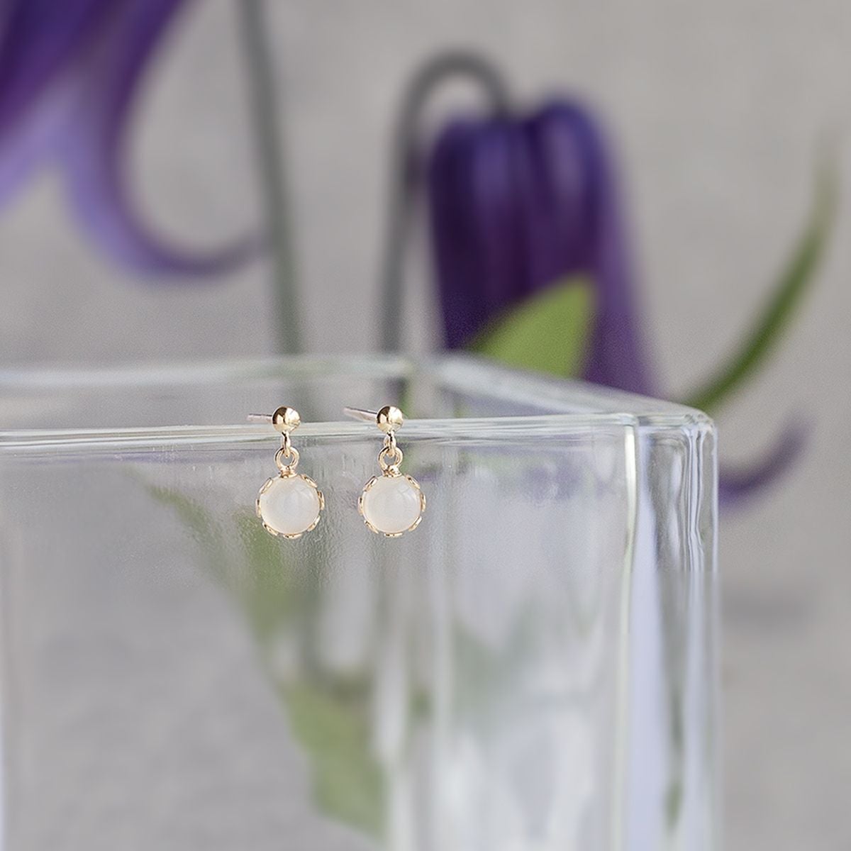 K10 YG ムーンストーン ピアス イエローゴールド 10金 6月 誕生石 誕生日 プレゼント レディース 20代 30代 40代 10k k10 天然石