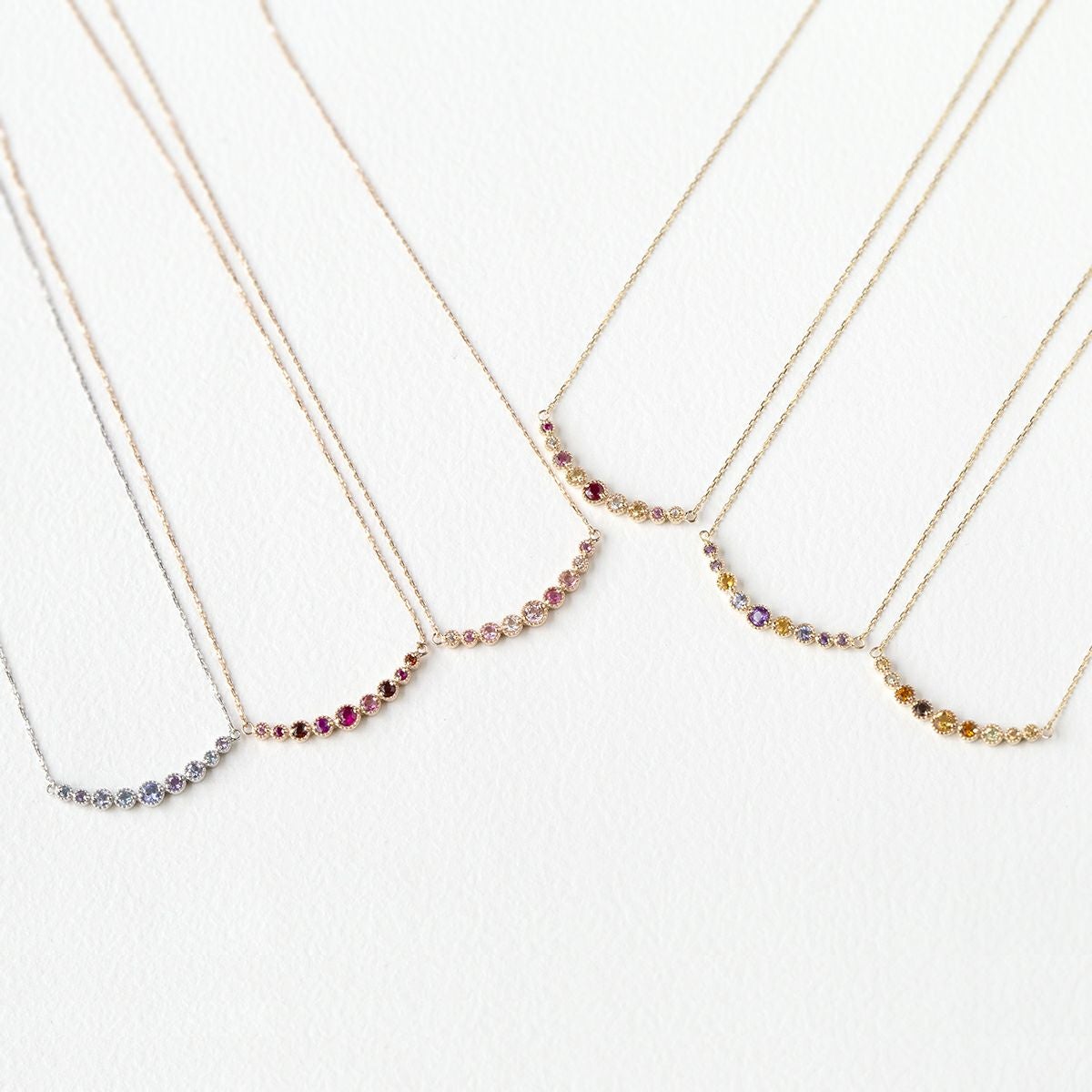 10 YG PG WG マルチ カラーストーン ネックレス