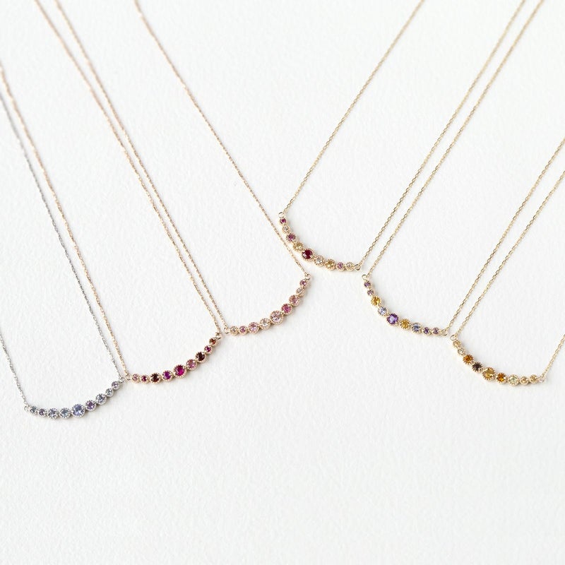 10 YG PG WG マルチ カラーストーン ネックレス