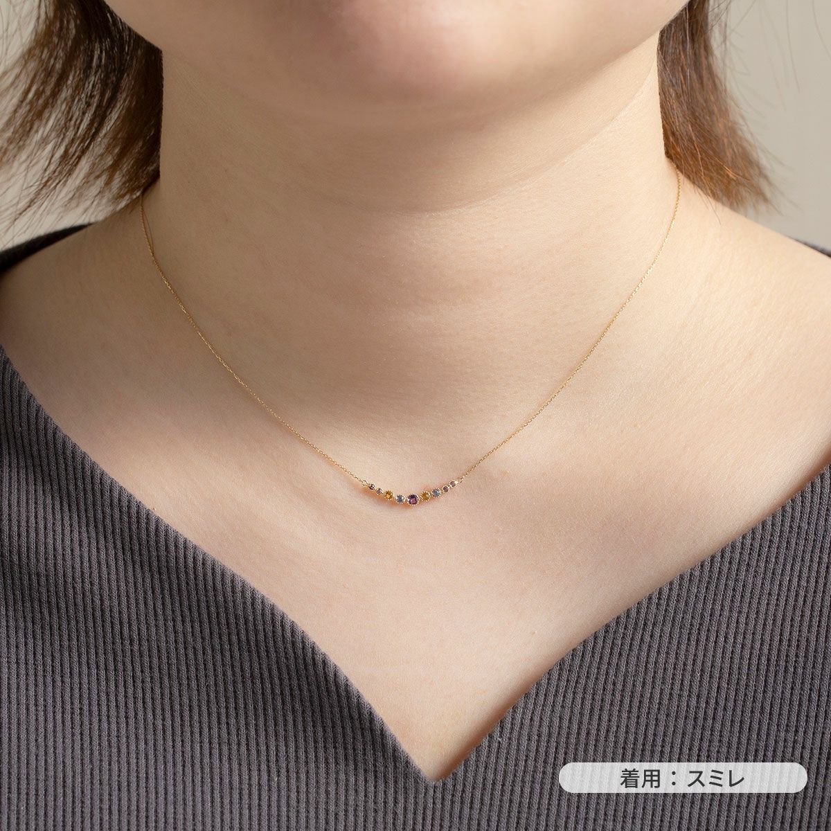 10 YG PG WG マルチ カラーストーン ネックレス