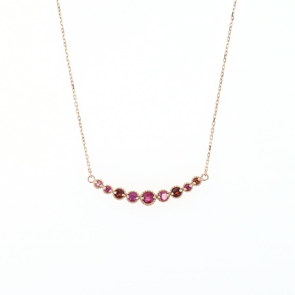 10 YG PG WG マルチ カラーストーン ネックレス