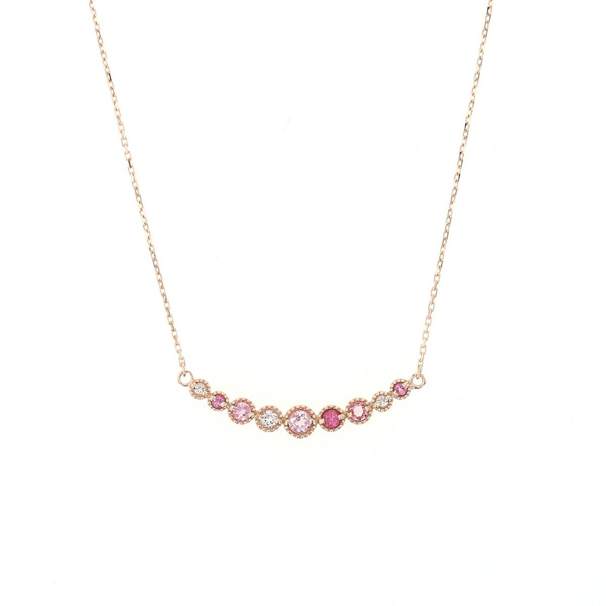 10 YG PG WG マルチ カラーストーン ネックレス