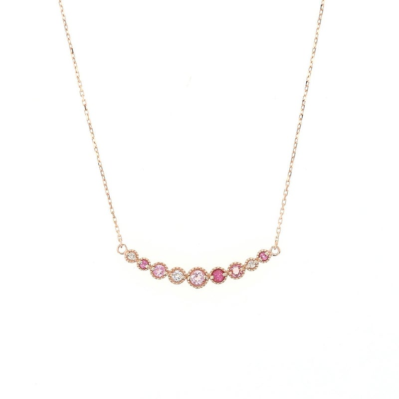 10 YG PG WG マルチ カラーストーン ネックレス