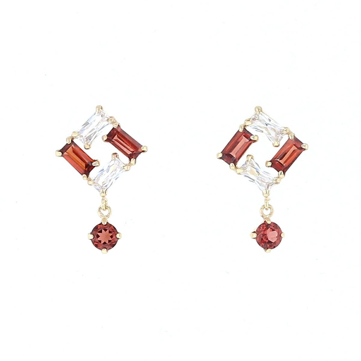 K10 YG ガーネット ピアス キュービックジルコニア イエローゴールド 10金 1月 誕生石 誕生日プレゼント ギフト レディース 20代 30代 40代 10k k10