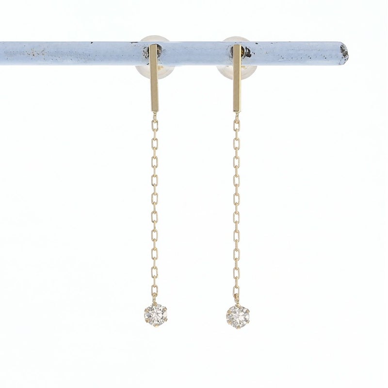 K18 YG ダイヤモンド ピアス 18k 18金 誕生石 イエローゴールド ロングピアス レディース 彼女 妻 誕生日プレゼント ギフト