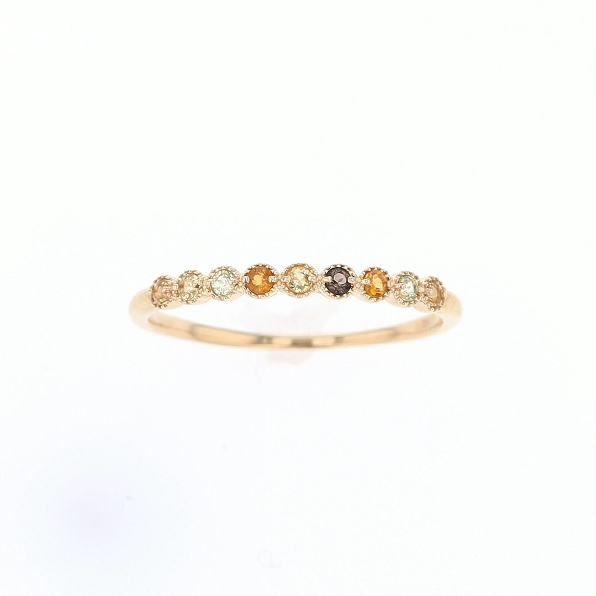 K10 YG PG WG マルチ カラーストーン リング ハーフエタニティ 誕生石 プレゼント レディース 彼女 妻 30代 40代 イエローゴールド ピンクゴールド ホワイトゴールド フラワー 花